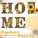 Geetery 4 Pcs Sunflower Kitchen Wall Decor Accessories Wood Rustic Sunflower Home Letters Decor Hanging Wall Art Signs Decorations for Home Living Room Kitchen Bedroom (Brown)
