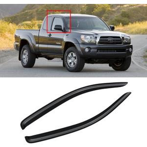 Window Visor for 2005-2015 Toyota Tacoma Access/Extended Cab, Rain Guards Shields Vent Deflector Shade Wind Dark Smoke 2006 2007 2008 2009 2010 2011 2012 2013 2014, Tape-On, 2PCS