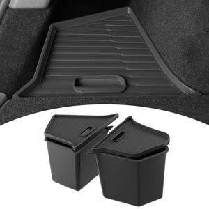 PUOENI Model Y 5 Seater Rear Trunk Storage Bins with Lids for 2023-2024-(No for 2025 New Model Y Juniper) 2PCS Model Y Rear Trunk Storage Box TPE Waterproof Trunk Organizer Interior Accessories