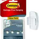Command Round Cord Clips, Damage Free Hanging Cable Clips, No Tools Wall Clips for Hanging Electrical Cables of Christmas Decorations, 40 Clear Cord Clips and 48 Command Strips (Small, Transparent)