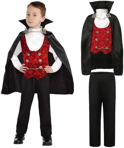 Lingway Toys Kids Vampire of Darkness Costume for Boys Halloween Dress Up Parties with Accessories 6-7