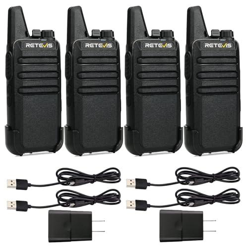 Retevis RT22 Two Way Radio Long Range Rechargeable,Portable 2 Way Radio, USB-C Charging, Handsfree Walkie Talkies for Adults Cruise Hiking Camping(4 Pack), Missing Chargers