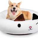 26" Calico Cat Pet Bed, Calming Dog & Cat Plush Bed, Fulffy Comfy Padded Cat Mat Plush Pet Bed, Non-Slip Bottom, Soft Washable Sleeping Dog Cot for Medium Small Dogs Cat Puppy Kitty