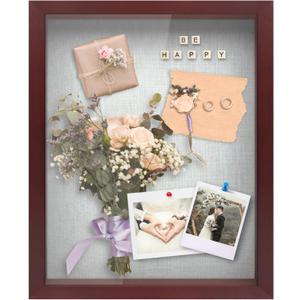 12"x16" Solid Wood Mahogany Display Shadow Box Frame - Solid Wood Memory Box for Keepsakes (Picture Box, Military, Wedding, Graduation, and Flower Shadow Box)