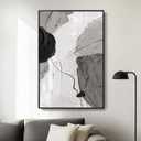 Framed Black and White Abstract Canvas Wall Art, Large Modern Art Prints Paintings Artwork for Walls, Minimalist Gray Pictures for Living Room Bedroom Dining Room Office Bathroom Wall Decor 24x36 In