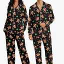 RAISEVERN Couples Christmas Matching Pajamas 2 Piece Women Men Xmas Pjs Soft Pajama Set Long Sleeve Loungewear Warm Sleepwear