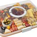 Charcuterie Board with Clear Lid, Travel Portable Cheese Board Charcuterie Boxes Cutting Boards for Kitchen, House Warming Gifts New Home, Gifts for Women (1 Compartments White)