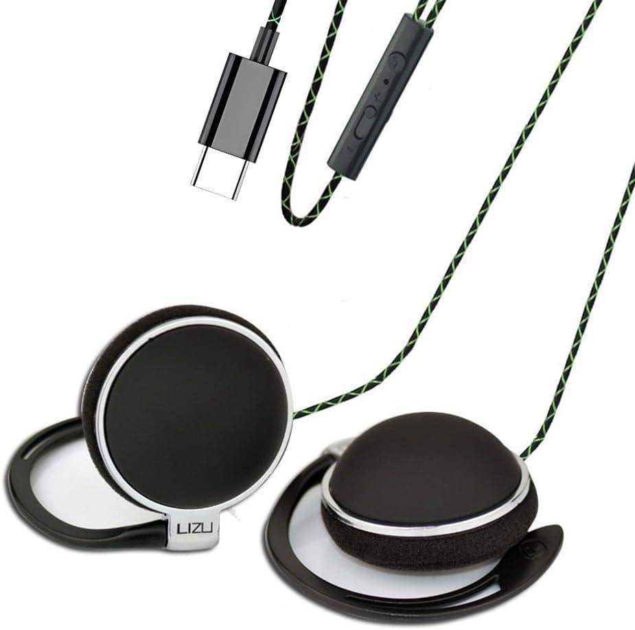 Clip-on USB-C Earphones with Mic & Controller, C-type Earphones with Subwoofer Stereo, Compatible with iPad & Android Smartphones