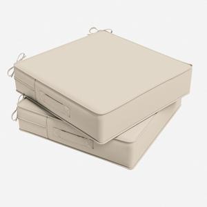 Outdoor Chair Cushion 24 x 24 x 5 Inches Patio Furniture Outdoor Waterproof Seat Cushion, Patio Chair Cushion with Handles and Ties, Square Dining Chair Cushion Set of 2, Cream
