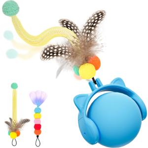 ORSDA Cat Toys for Indoor Cats, New Intelligent Voice Timing Touch Control Cats Ball, Simulate Mouse Sound Kitten Toy, Automatic Interactive Moving Cat Toy for All Ages (Blue)