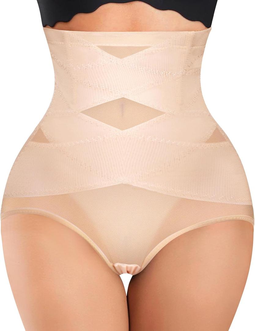 Nebility Womens' Tummy Control High Waist Trainer Body Shaper (Medium, Beige)