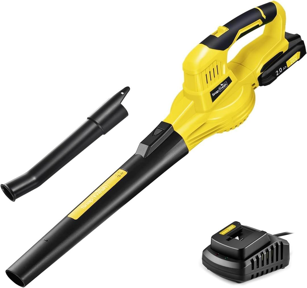 SnapFresh Cordless Leaf Blower with Battery & Charger, 20V Electric Leaf Blower for Lawn Care, Battery Powered Leaf Blowers Lightweight for Patio/Yard/Garden Blowing