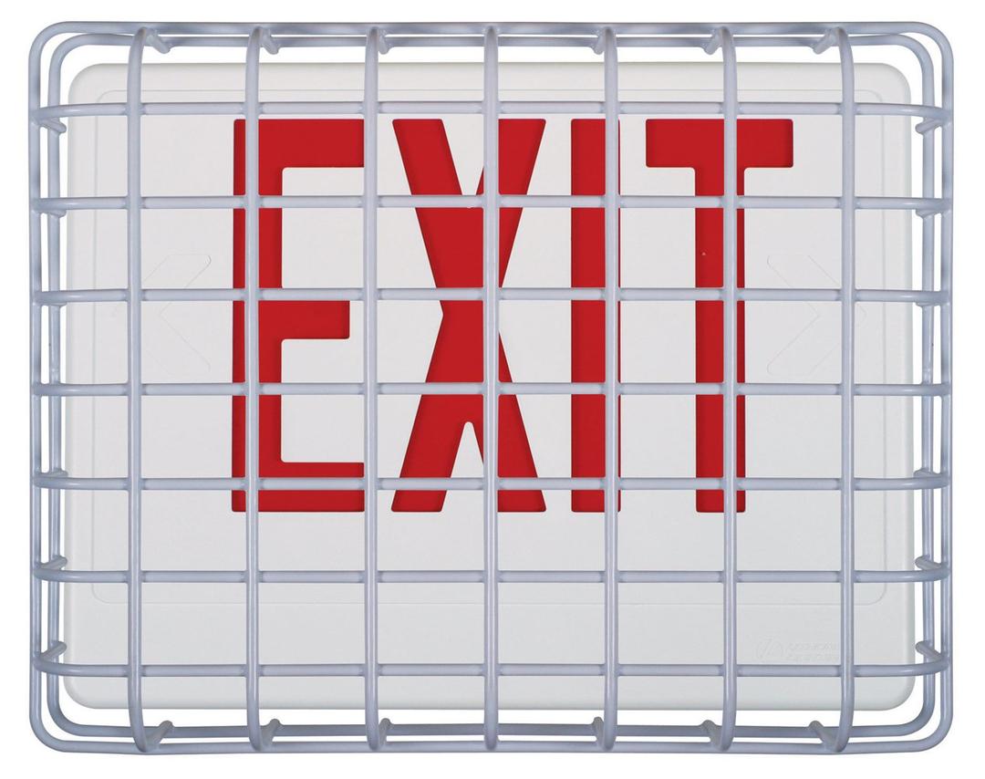Shimeyao 2 Pcs Red Exit Sign Wire Guard Damage Cage with R-Type Wire Clips, Coated Steel Mesh Design for Commercial Use Indoor Outdoor, Easy Installation (Large Side Open,30.5" X 14")
