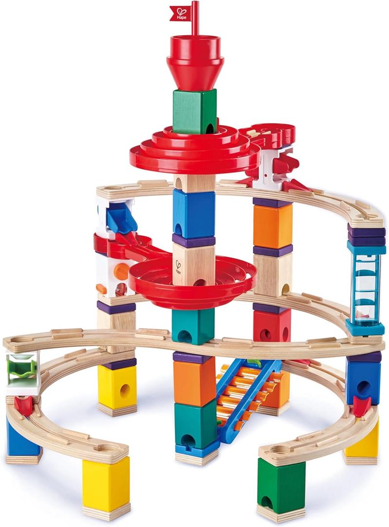 Hape Wooden Quadrilla Super Spirals Marble Run STEM Toy for Kids 4+ Years