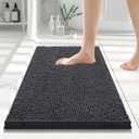 Smiry Luxury Chenille Bathroom Rugs 24x16, Extra Soft and Absorbent Shaggy Bath Mat, Machine Washable, Non-Slip Plush Carpet Runner for Tub, Shower, and Floor, Home Decor Accessories, Charcoal Grey