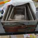 TIMRIS Set of 3 Rustic Distressed Wood Nesting Crates, Farmhouse Decorative Wooden Storage Boxes, Large Vintage Reclaimed Wood Baskets for Display (Random)