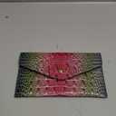 Luxury Crocodile Embossed Wallet for Women Men Clutch Wallet Credit Card Holder (1-Gray blue + purple red)