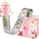 Joycard 9th Birthday Money Box for Girl or Daughter, 9 Years Old Birthday Decorations, Fun Pull-Out Cash Gift Box for Parties, Ideal for 9th Birthday Surprises （with 35PCS Bags）