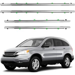 4PCS Chrome Weatherstrip Window Molding Trim Seal Belt Compatible with Honda CR-V 2007-2011 Replaces# 72450-SWA-A01, 72410-SWA-A01, 72950-SWA-A01, 72910-SWA-A01