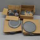 Bestone 16 Piece Round Kitchen Dinnerware Sets,Plates and Bowls sets,Dishes, Dinner Plates, Cereal Bowls SetBowls, Mugs, Dish SetPlates and Bowls,Service for 4, Stoneware Dinnerware,Black matte