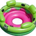 SWIMLINE Inflatable Island Pool Lounger Multi-Person Conversation Float with Backrest & Armrests, Large 75", Shock-Rocker Style, Green & Pink