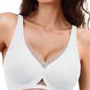 Deep V Bras for Women No Underwire Seamless Wireless Plunge Bra | Jelly Bra, Breathable Bralettes, Support Lift, Underoutfit Bra, U-back/X-back, Comfortable Semi-fixed Pads, Bra Extender (White, XXL)