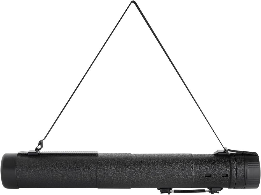 Juvale Extendable Poster Tube - Telescoping 30-49 in Poster Carrying Case - Adjustable Shoulder Strap Blueprint Tube - High-Capacity Art Storage - 5 in Diameter, Black