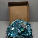 6 FT Pop Up Christmas Tree with 100 LED Timer Lights & Remote, Green Collapsible Christmas Tinsel Tree Artificial Pencil Tree Xmas Decoration for Holiday Home Office Party, USB Powered (Holographic Ice Blue)