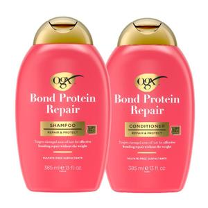 OGX Bond Protein Repair Shampoo & Conditioner Bundle: Sulfate-free Targeted Damage Repair, 2 Pieces (13 fl oz each)