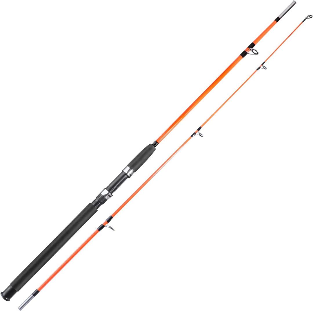 Sougayilang Fishing Rod, 2-Piece Composite Graphite & Glass Blanks Saltwater Trolling Rod Offshore Surf Fishing Pole with Stainless Steel Line Guides for Catfish, Salmon Glass Fiber Spinning Rod (6.9 ft, Orange)