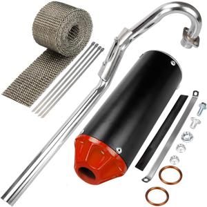 28mm Exhaust Muffler with Heat Wrap Compatible with 50cc 70cc 90cc 110cc 125cc CRF50 CRF70 XR50 SSR110 SSR125 Taotao DB10 DB14 Baja Xpro Apollo Rocketa TTR SDG Coolster Pit Dirt Bike Parts