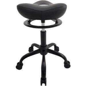 Rolling Stools with Wheels, Adjustable Height Salon Stool with Tangle-Free Hair Roller, Rolling Stools Chair for Salon, Bar, Home, Office, Tatoo, Medical, Massage (Black)