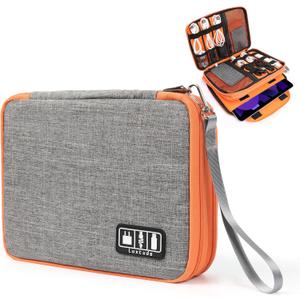 Luxtude Travel Cord Organizer Case, Electronic Organizer Travel Case Large, Cable Organizers Bag, Tech Bag for Cable Storage/Cord Storage/iPad Pro(up to 11")/Wall Charger/Electronic Accessories (Grey)