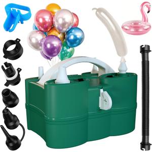 SINBEE Balloon Pump, Balloon Pump Electric, Portable Dual Nozzle Electric Blower Air Pump Inflator for Party Decoration. Faster and Save Time (Green)