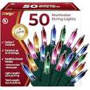 Warm Multi Color Christmas Lights - 9 ft String of 50 Incandescent Mini Bulbs Multifunctional Lighting Modes, for Decorative, Bedroom, Outdoor, Xmas Twinkle Tree Lights with Green Wire Total 10.4 ft
