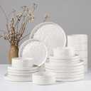 HaWare Dinnerware Sets, 24-Piece Plates and Bowls Set, Stoneware Dish Set for 8, Ceramic Dinnerware for Home Restaurant, Chip and Scratch Resistant, Microwave and Dishwasher Safe, Speckled White