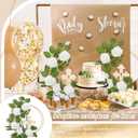 Wesiti 48 Pcs Baptism Centerpiece First Communion Table Decoration 12 Wood Cross 12 Floral Hoop with Stand 24 Foam Rose with Stem for Baptism Baby Shower Wedding(Wood and White,Classic)