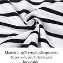 LilyCoco Womens V Neck Tops 3/4 Length Sleeve Spring Breton Striped Shirt White Small (White, S)