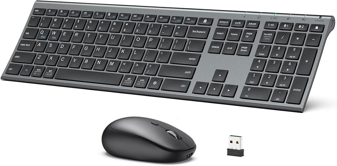 iClever DK03 Bluetooth Keyboard and Mouse Combo, Slim Full-Size, Space Gray