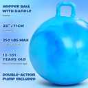 Hopper Ball for Kids Adults & Teens, 28 Inch Clouds Bouncy Ball with Handle, Sit On Hippity Hop Exercise with Air Pump, Jumping Hopping Toys Active Play for Family Activities Indoor Outdoor Fun Races