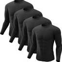 CL convallaria Men's Thermal Shirt 2 Pcs Fleece Lined Long Sleeve Tops Athletic Base Layer Long John Shirts for Men (Large)