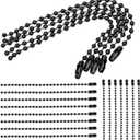 100Pcs Dog Tag Chain, 100mm 4inch Bead Chain, 2.4mm Diameter with Ball Connector Clasp Keychain Rings, Metal Rings for Crafts