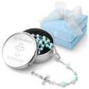 Baptism and Christening Gifts for Boys - My First Rosary with Silver-Plated Keepsake Box, Rosary for Kids, Perfect Catholic Baptism, Baby Dedication, and First Communion Gifts for Newborn Babies from Godparents (Blue)