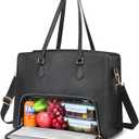 Jetviivid Laptop Tote Bag with Lunch Compartment, PU Leather Work Bag for Women, 15.6 Inch Laptop Bag for Office,Work, Black