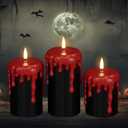 Amazon.com: DRomance Battery Operated Flameless Candles with 6H Timer, Blood Dripping Wax Effect Black LED Pillar Candles 3D Wick Flickering Spooky Halloween Indoor Decoration Light(3 Pack, 3 x 4,5,6 Inches) : Tools & Home Improvement