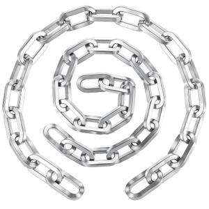 2 Pack Gate Chains for Outdoor Fence 2ft x 1/4" Metal Chain Fence Lock Rustproof Metal Gate Latch Chains Carbon Steel Chain for Garden, Yard, Barn(Silver, No Lock)