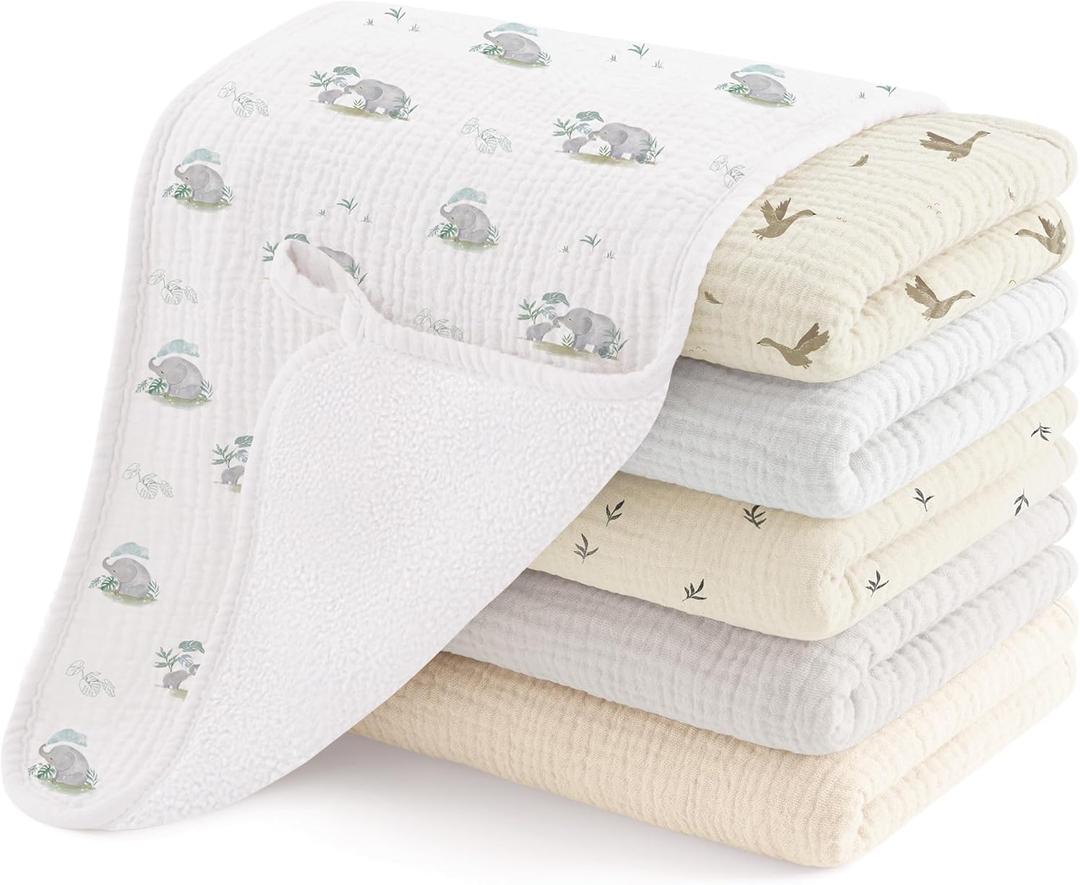 Susurration Muslin Burp Cloths, Soft Baby Burping Cloths for Unisex Boys and Girls, Newborn Essentials Large Extra Absorbent Washcloths, 20x10in, 6 Pack