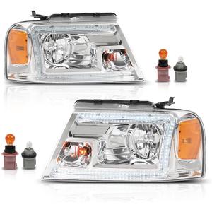LED Headlights Assembly Fit Ford F150 2004-2008/2006-2008 Lincoln Mark LT | Driver and Passenger Side,Clear Lens Chrome Housing Amber Reflector,DOT Approved,Fit F150 2004-2008 Headlamps,Waterproof