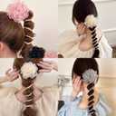 4 Pcs Flower Spiral Hair Ties Braided Telephone Scrunchies Chiffon Phone Cord Elastic Hair Bands Women Thin Thick Hair Straight Ponytail Hair Accessories
