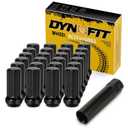 Dynofit 14x1.5 Spline Lug Nuts Compatible with Chevy Silverado 1500 GMC Sierra Ford,Aftermarket Wheel Lug Nuts Set for F150 2015-2024, 24PCS Black Truck Nuts Sets Include 1 Socket Key for Fuel Wheel